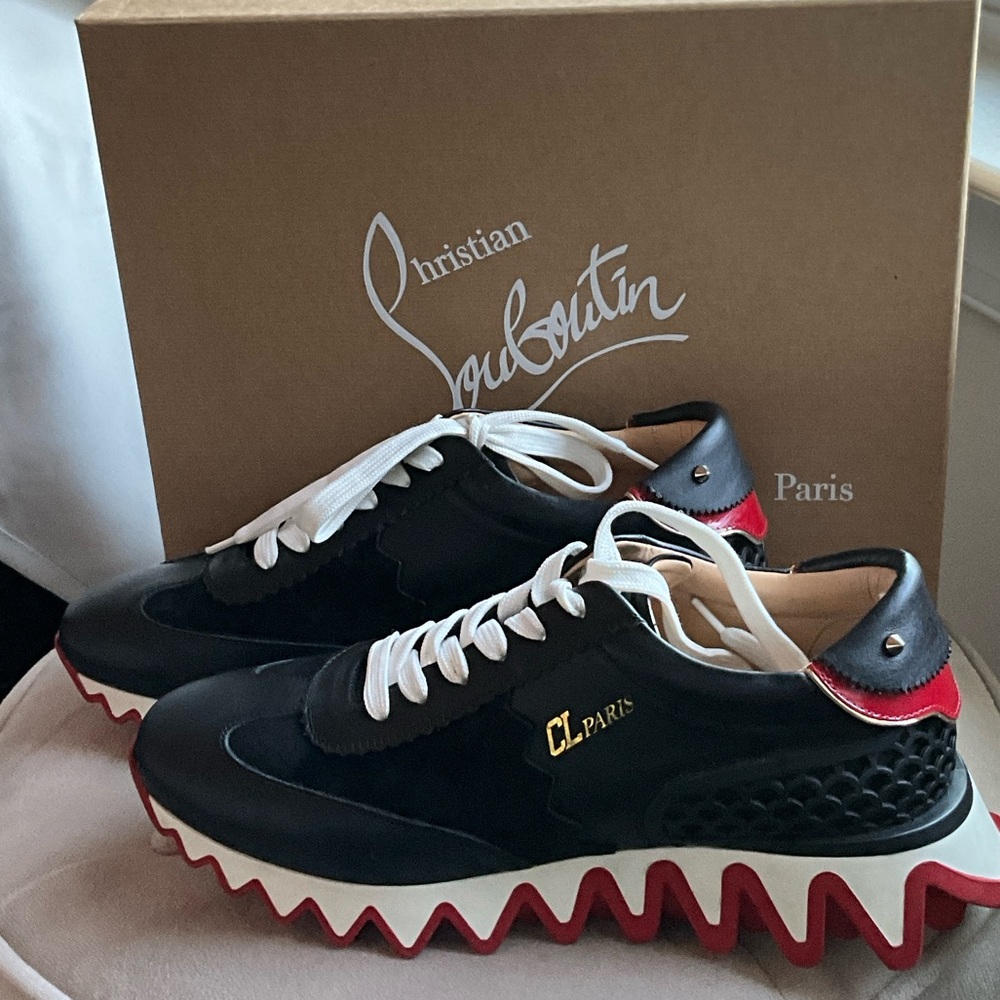 Christian Louboutin Black Loubishark sneakers n.  Size 40. Gently worn